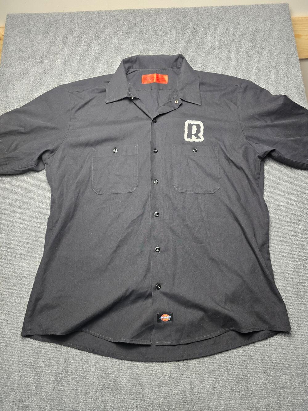 Dickies LS535 Work Shirt Mens XL Black Short Sleeve Mechanic Embroidered